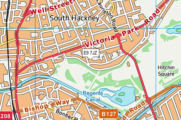 E9 7JZ map - OS VectorMap District (Ordnance Survey)