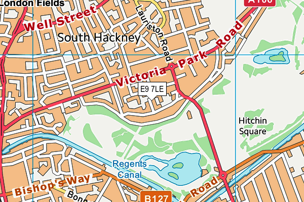 E9 7LE map - OS VectorMap District (Ordnance Survey)