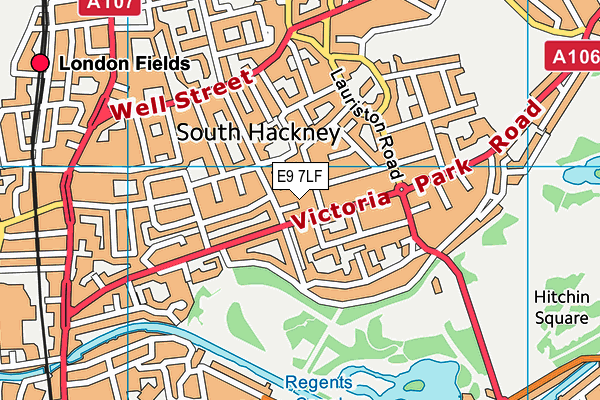 E9 7LF map - OS VectorMap District (Ordnance Survey)