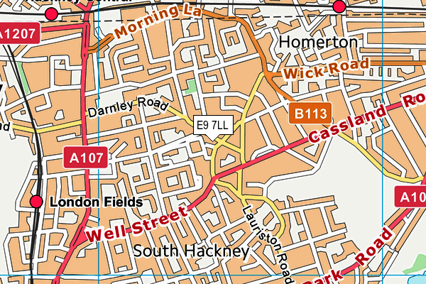 E9 7LL map - OS VectorMap District (Ordnance Survey)