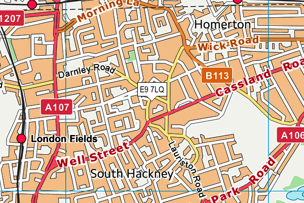 E9 7LQ map - OS VectorMap District (Ordnance Survey)