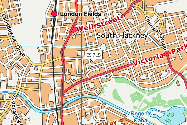 E9 7LS map - OS VectorMap District (Ordnance Survey)