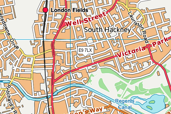 E9 7LX map - OS VectorMap District (Ordnance Survey)