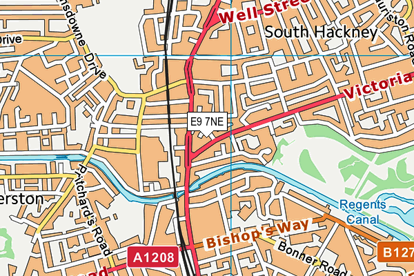 E9 7NE map - OS VectorMap District (Ordnance Survey)