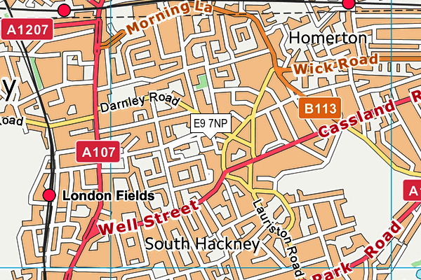 E9 7NP map - OS VectorMap District (Ordnance Survey)