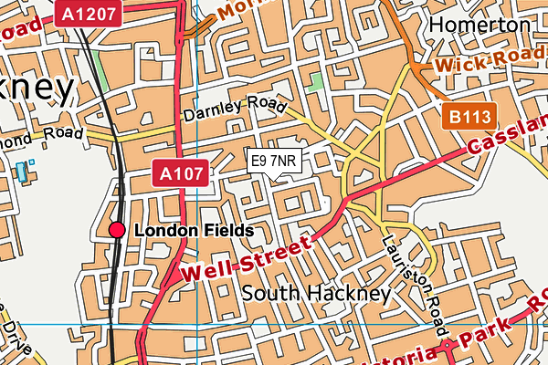 E9 7NR map - OS VectorMap District (Ordnance Survey)