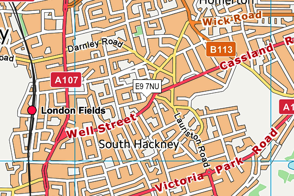 E9 7NU map - OS VectorMap District (Ordnance Survey)