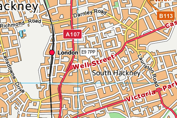 E9 7PP map - OS VectorMap District (Ordnance Survey)