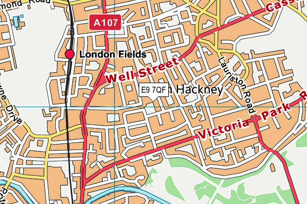 E9 7QF map - OS VectorMap District (Ordnance Survey)