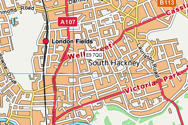 E9 7QG map - OS VectorMap District (Ordnance Survey)