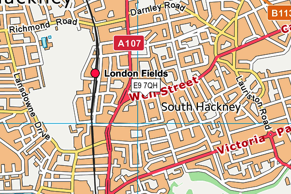 E9 7QH map - OS VectorMap District (Ordnance Survey)