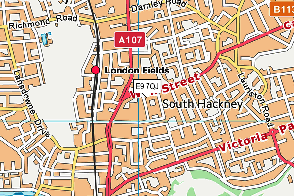 E9 7QJ map - OS VectorMap District (Ordnance Survey)