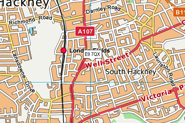 E9 7QX map - OS VectorMap District (Ordnance Survey)