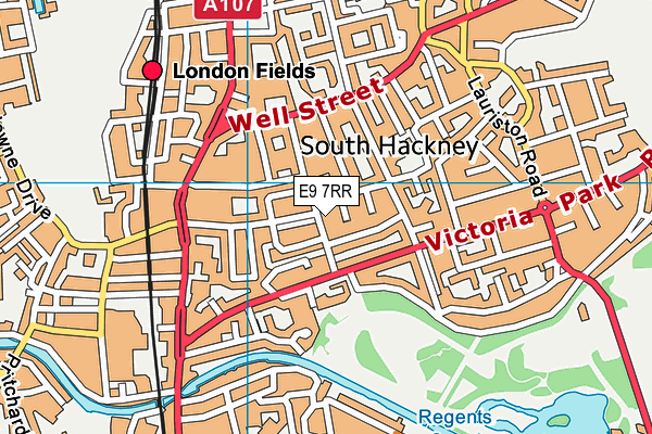 E9 7RR map - OS VectorMap District (Ordnance Survey)