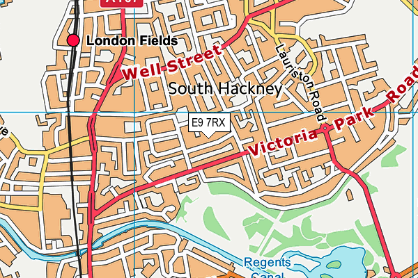 E9 7RX map - OS VectorMap District (Ordnance Survey)