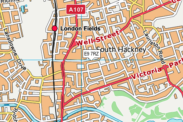 E9 7RZ map - OS VectorMap District (Ordnance Survey)