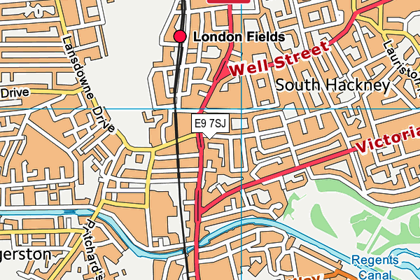 E9 7SJ map - OS VectorMap District (Ordnance Survey)