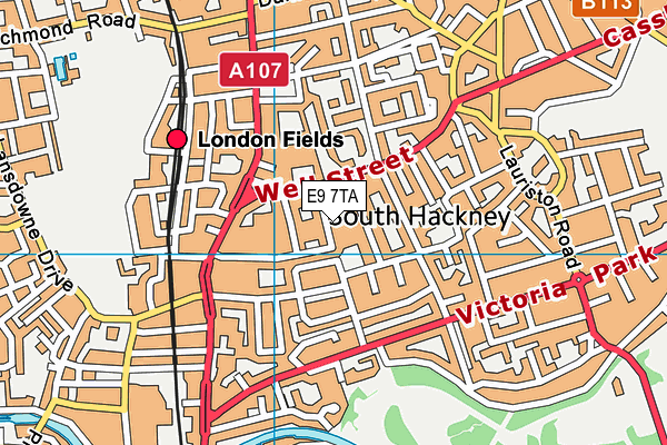 E9 7TA map - OS VectorMap District (Ordnance Survey)