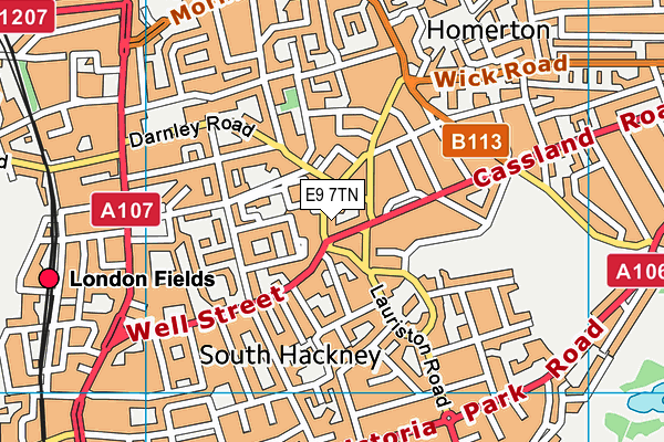 E9 7TN map - OS VectorMap District (Ordnance Survey)