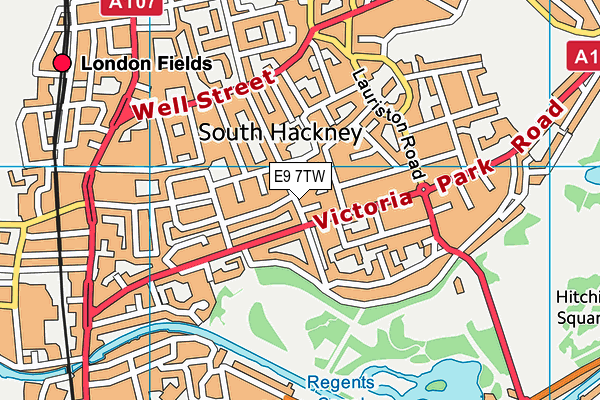 E9 7TW map - OS VectorMap District (Ordnance Survey)