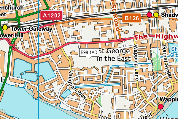 E98 1AD map - OS VectorMap District (Ordnance Survey)