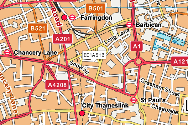 EC1A 9HB map - OS VectorMap District (Ordnance Survey)