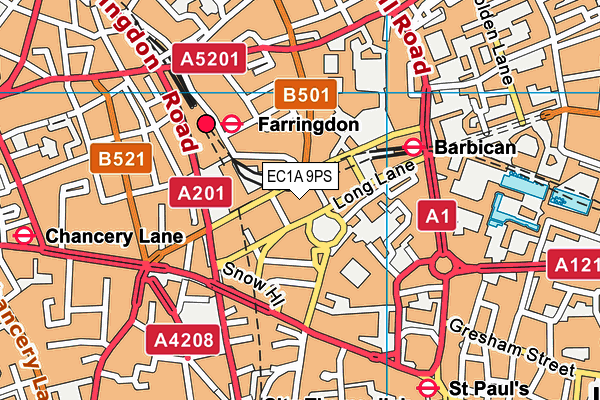 EC1A 9PS map - OS VectorMap District (Ordnance Survey)