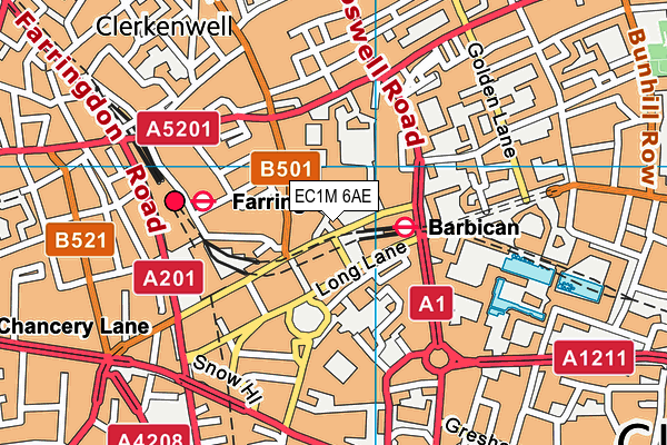 EC1M 6AE map - OS VectorMap District (Ordnance Survey)