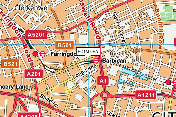 Charterhouse Square School map (EC1M 6EA) - OS VectorMap District (Ordnance Survey)