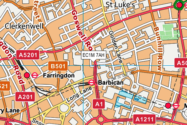 EC1M 7AH map - OS VectorMap District (Ordnance Survey)