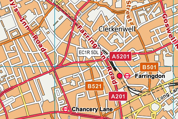 Puregym (London Farringdon) map (EC1R 5DL) - OS VectorMap District (Ordnance Survey)