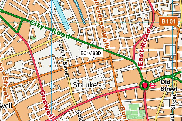 EC1V 8BD map - OS VectorMap District (Ordnance Survey)