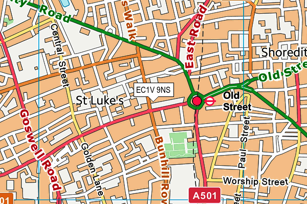 Gymbox (Old Street) map (EC1V 9NS) - OS VectorMap District (Ordnance Survey)