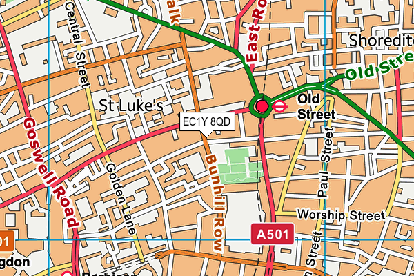 Energie Fitness (Old Street) map (EC1Y 8QD) - OS VectorMap District (Ordnance Survey)