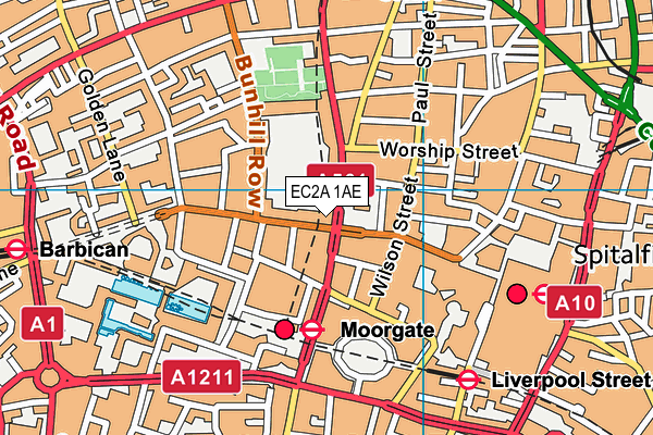 EC2A 1AE map - OS VectorMap District (Ordnance Survey)