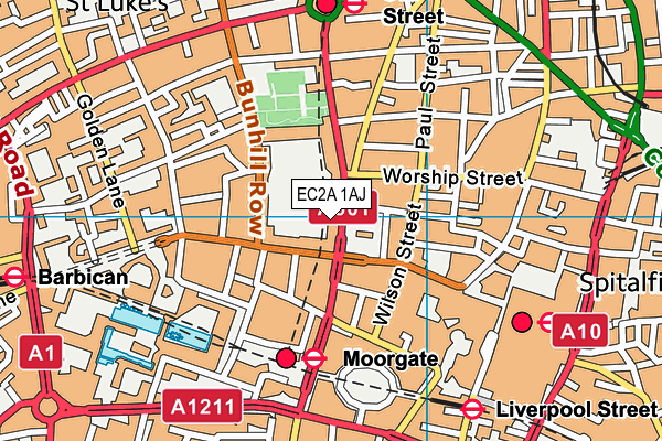 EC2A 1AJ map - OS VectorMap District (Ordnance Survey)