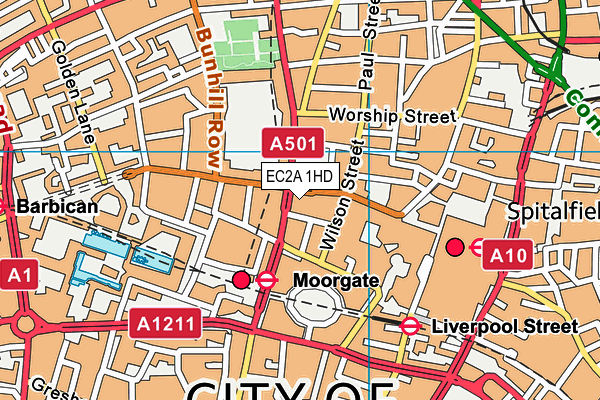 EC2A 1HD map - OS VectorMap District (Ordnance Survey)