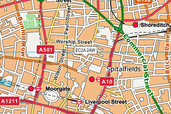 EC2A 2AW map - OS VectorMap District (Ordnance Survey)