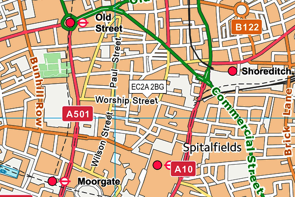 EC2A 2BG map - OS VectorMap District (Ordnance Survey)