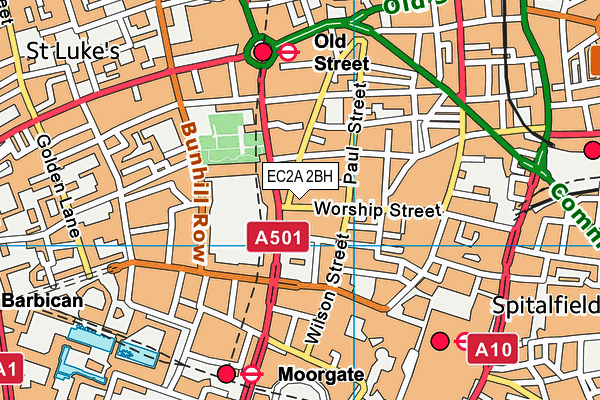 EC2A 2BH map - OS VectorMap District (Ordnance Survey)