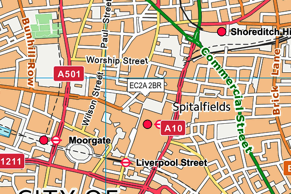 EC2A 2BR map - OS VectorMap District (Ordnance Survey)