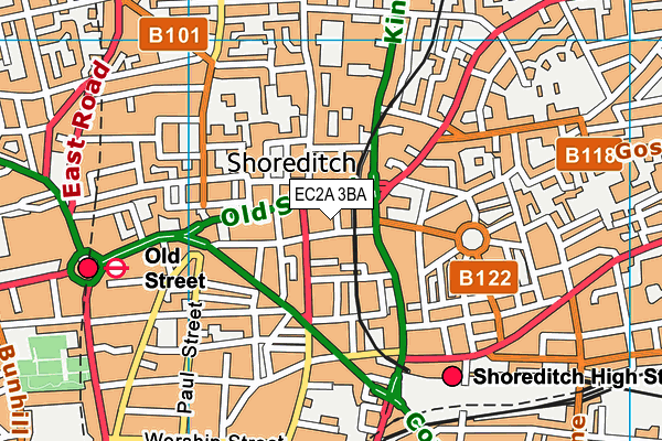 EC2A 3BA map - OS VectorMap District (Ordnance Survey)