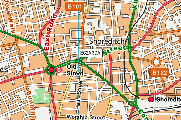 EC2A 3DA map - OS VectorMap District (Ordnance Survey)