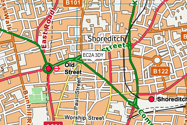 EC2A 3DY map - OS VectorMap District (Ordnance Survey)