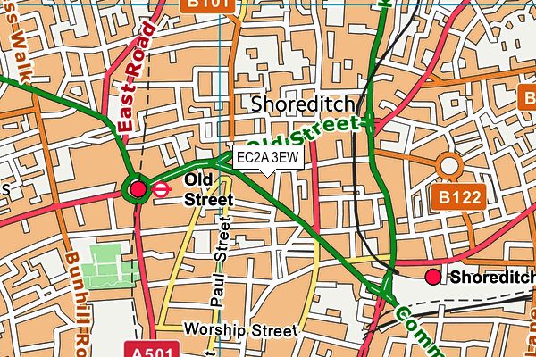 EC2A 3EW map - OS VectorMap District (Ordnance Survey)