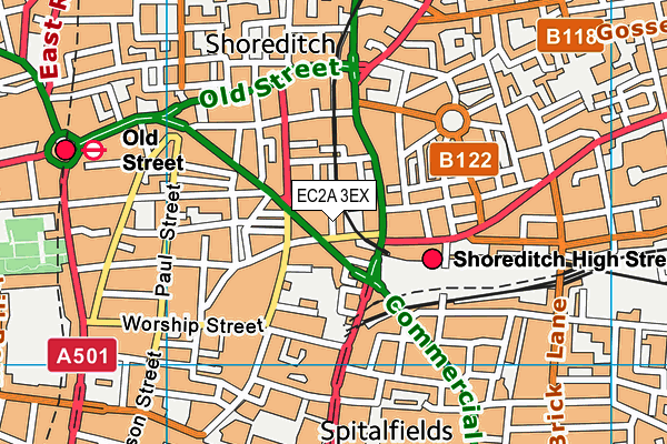 EC2A 3EX map - OS VectorMap District (Ordnance Survey)