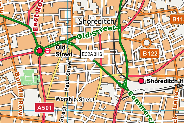 EC2A 3HS map - OS VectorMap District (Ordnance Survey)