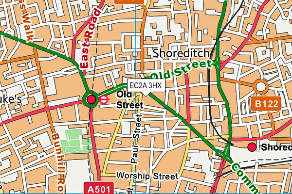 EC2A 3HX map - OS VectorMap District (Ordnance Survey)