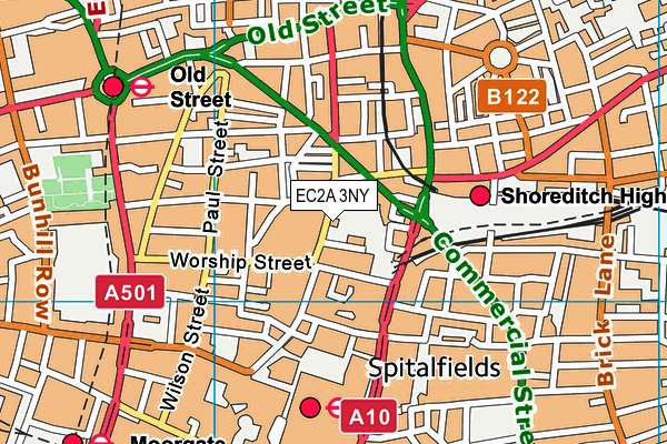 EC2A 3NY map - OS VectorMap District (Ordnance Survey)