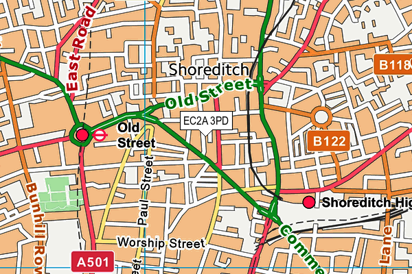 EC2A 3PD map - OS VectorMap District (Ordnance Survey)